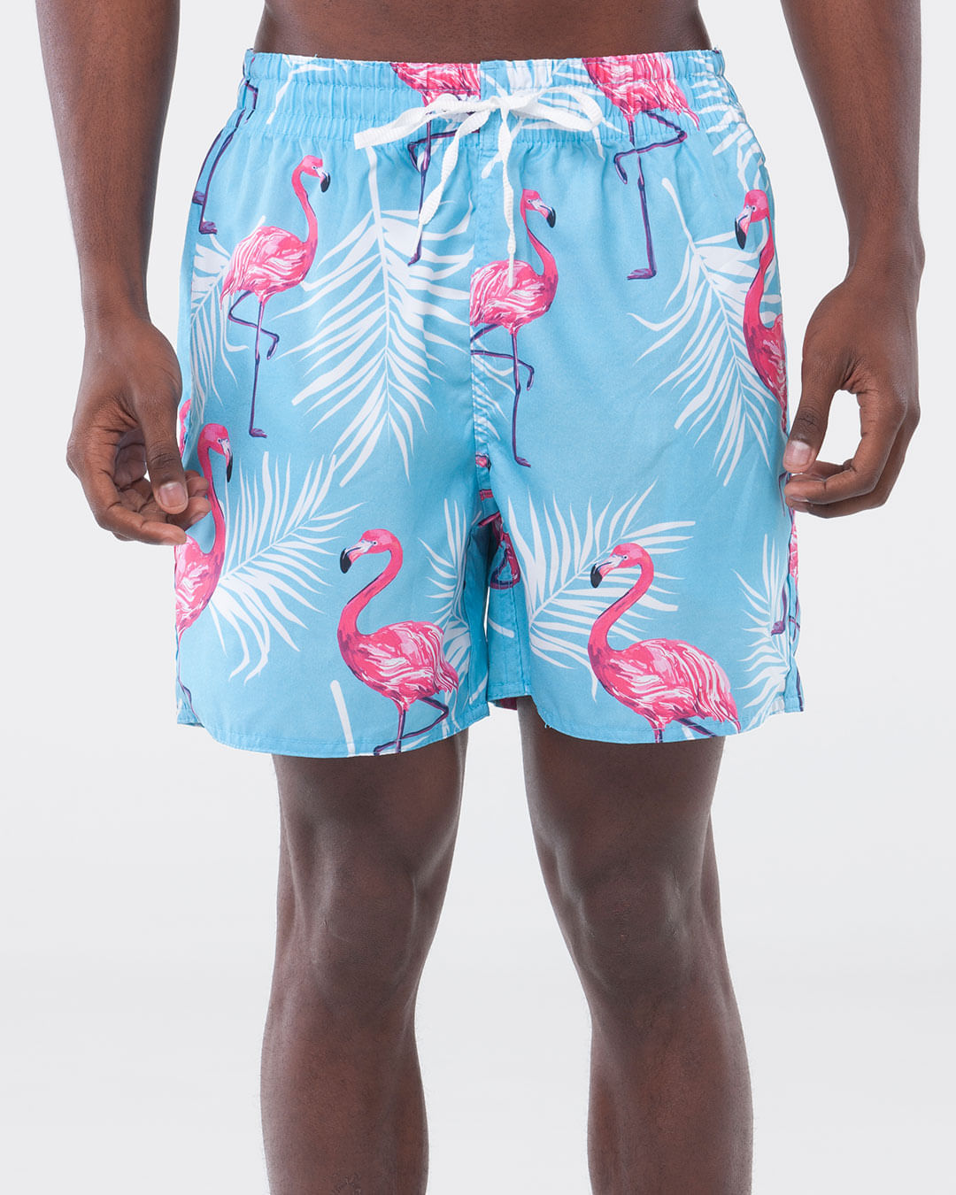 Bermuda-Masculina-Estampada-Flamingos-Azul
