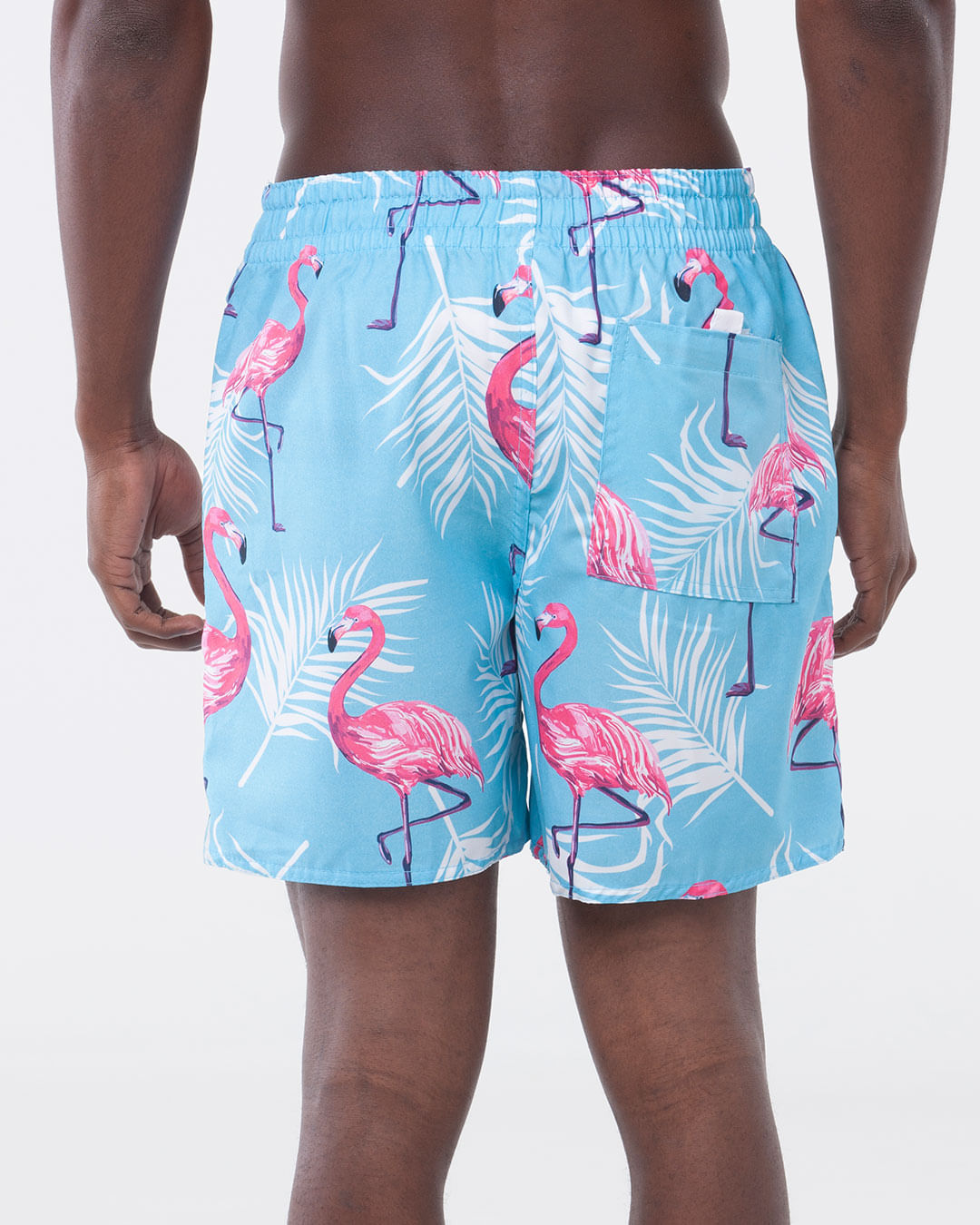 Bermuda-Masculina-Estampada-Flamingos-Azul