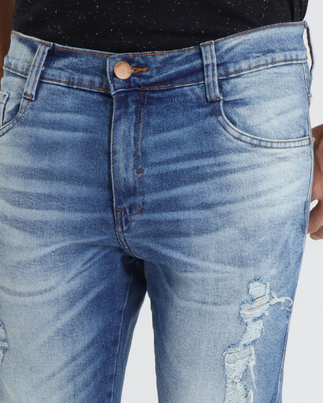 Calca-Jeans-Masculina-Elastano-Com-Puidos-Delave-Azul