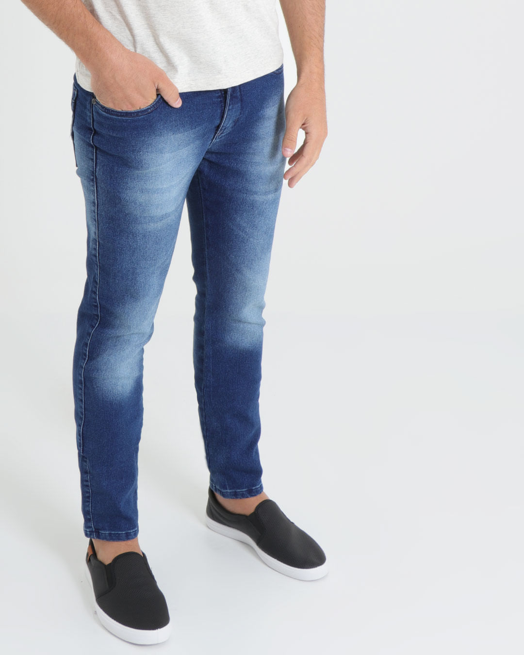 Calca-Jeans-Masculina-Elastano-Azul-Escuro-Delave