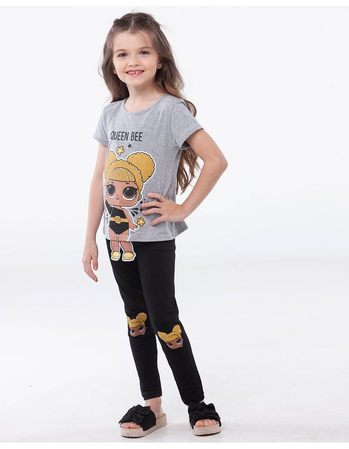 Calca-Infantil-Legging-Cintura-Media-Detalhe-Estampa-Boneca-Lol-Preta