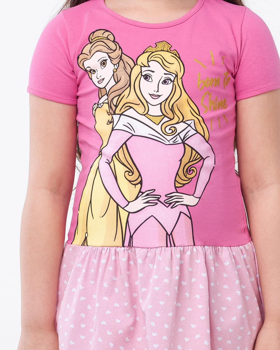 Vestido-Infantil-Manga-Curta-Princesas-Disney-Coracoes-Branco