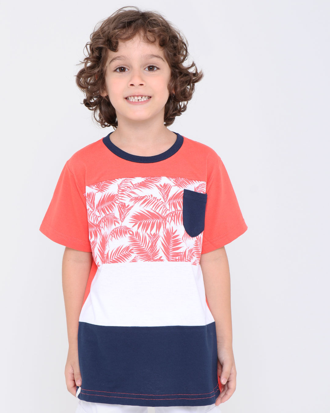 Camiseta-Infantil-Recorte-Floral-Bolso-Laranja