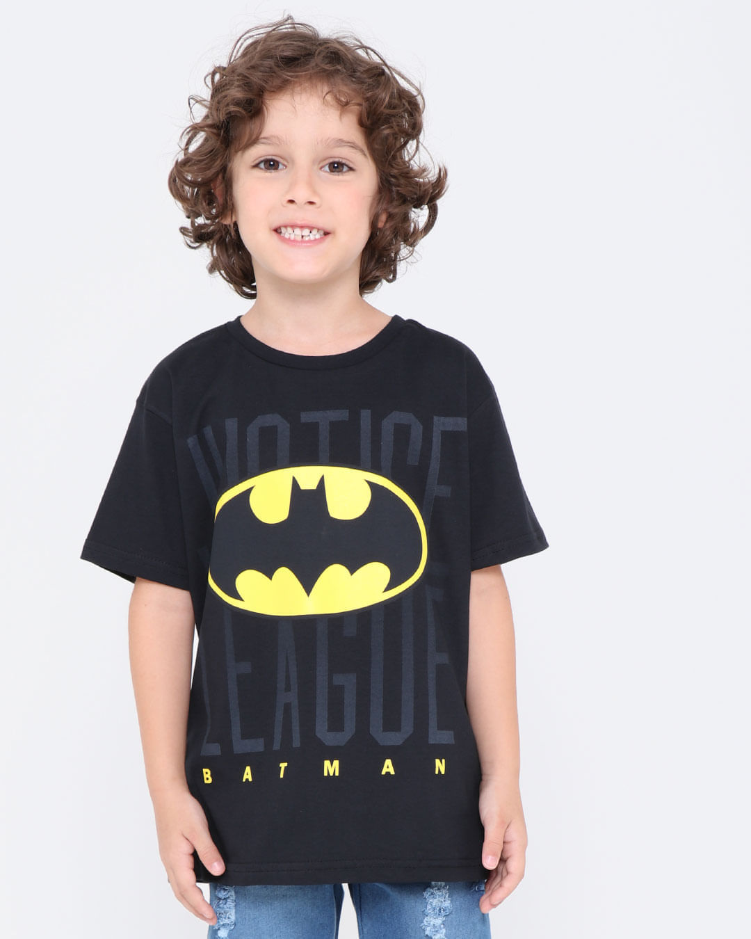 Camiseta-Infantil-Manga-Curta-Logo-Batman-Liga-Da-Justica-Preta
