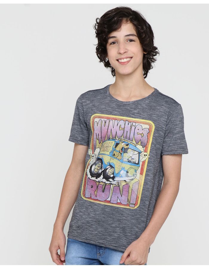 Camiseta-Juvenil-Manga-Curta-Scooby-Doo-Warner-Cinza-Escuro