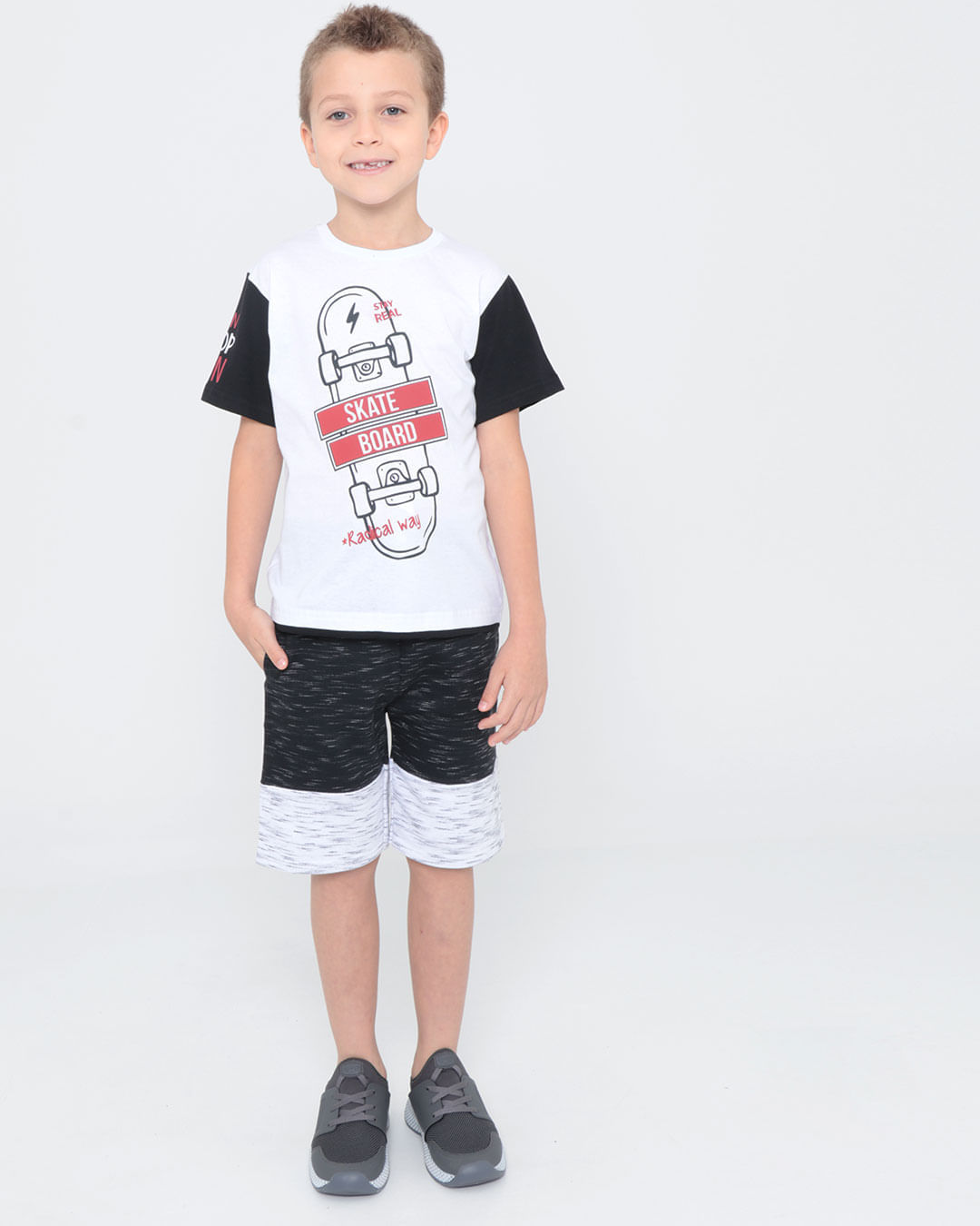 Camiseta-Infantil-Manga-Curta-Skate-Branca