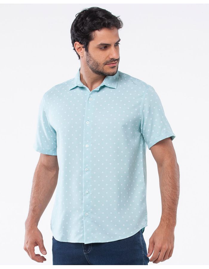 Camisa-Masculina-Estampada-Verde-Claro