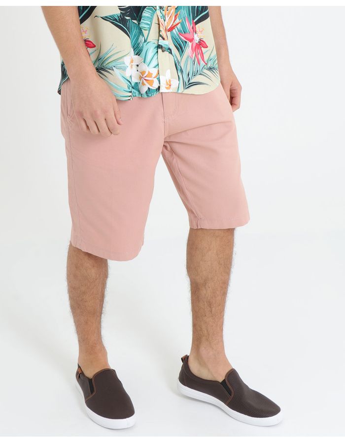 Bermuda-Sarja-Masculina-Com-Cinto-Rosa-Claro