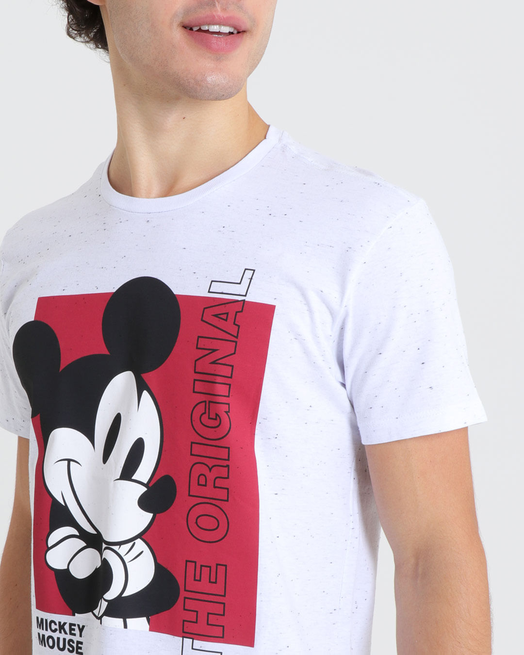Camiseta-Masculina-Botone-Mickey-Disney-Branca