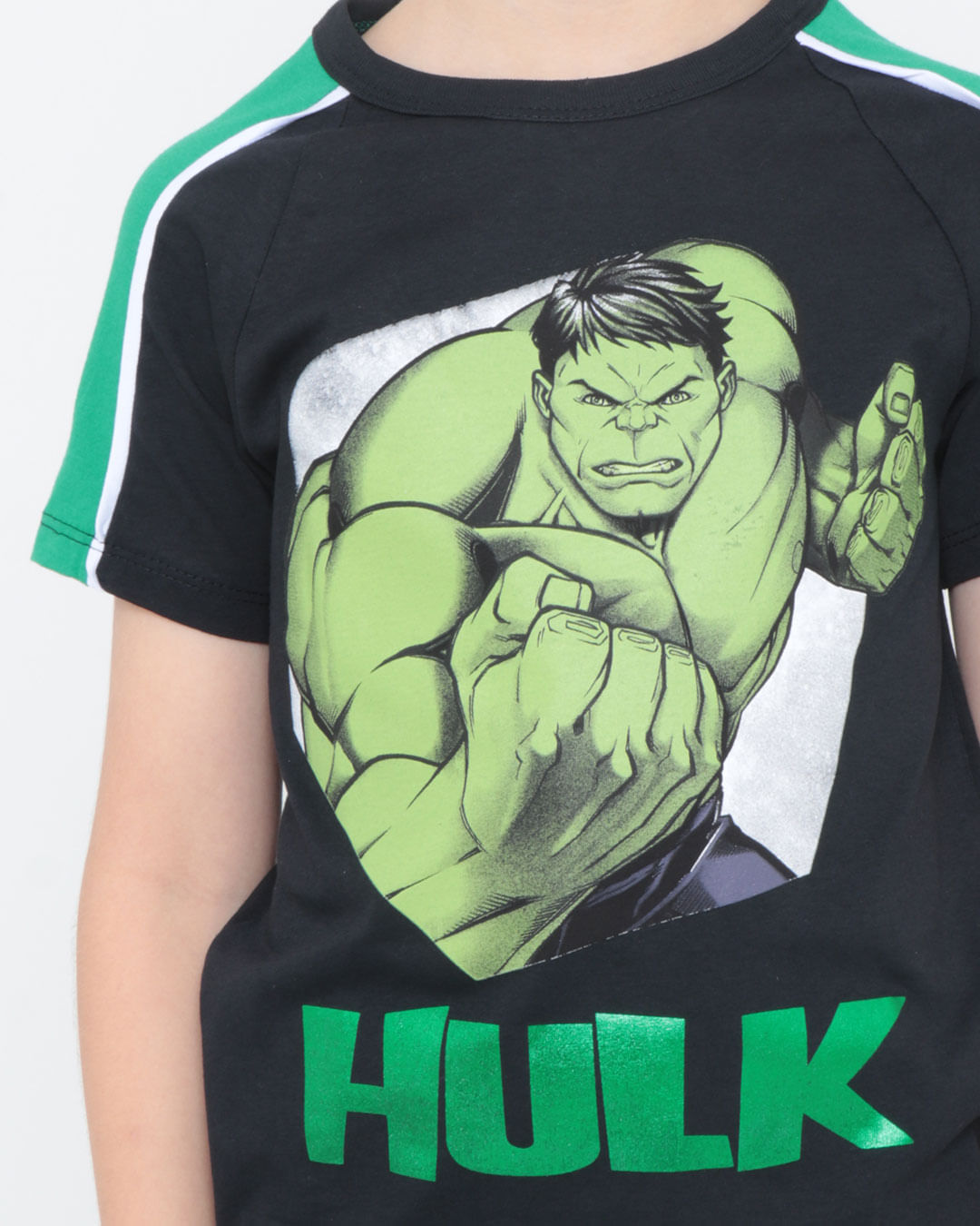 Camiseta-Infantil--Estampa-Metalizada-Hulk-Marvel-Preta