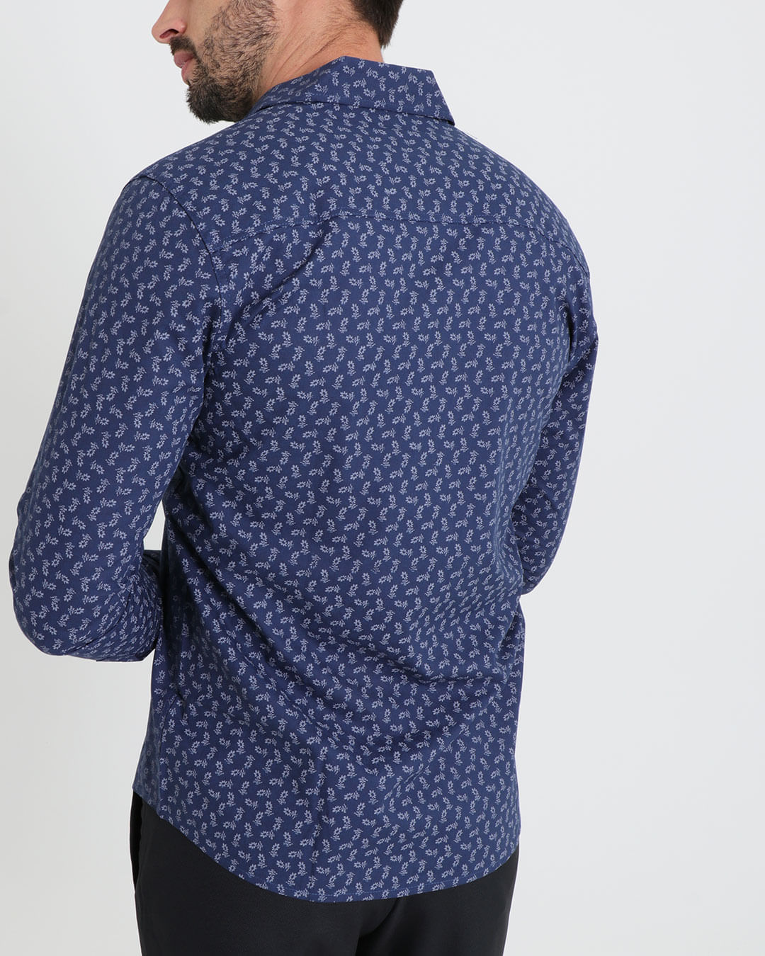 Camisa-Social-Masculina-Manga-Longa-Estampada-Azul