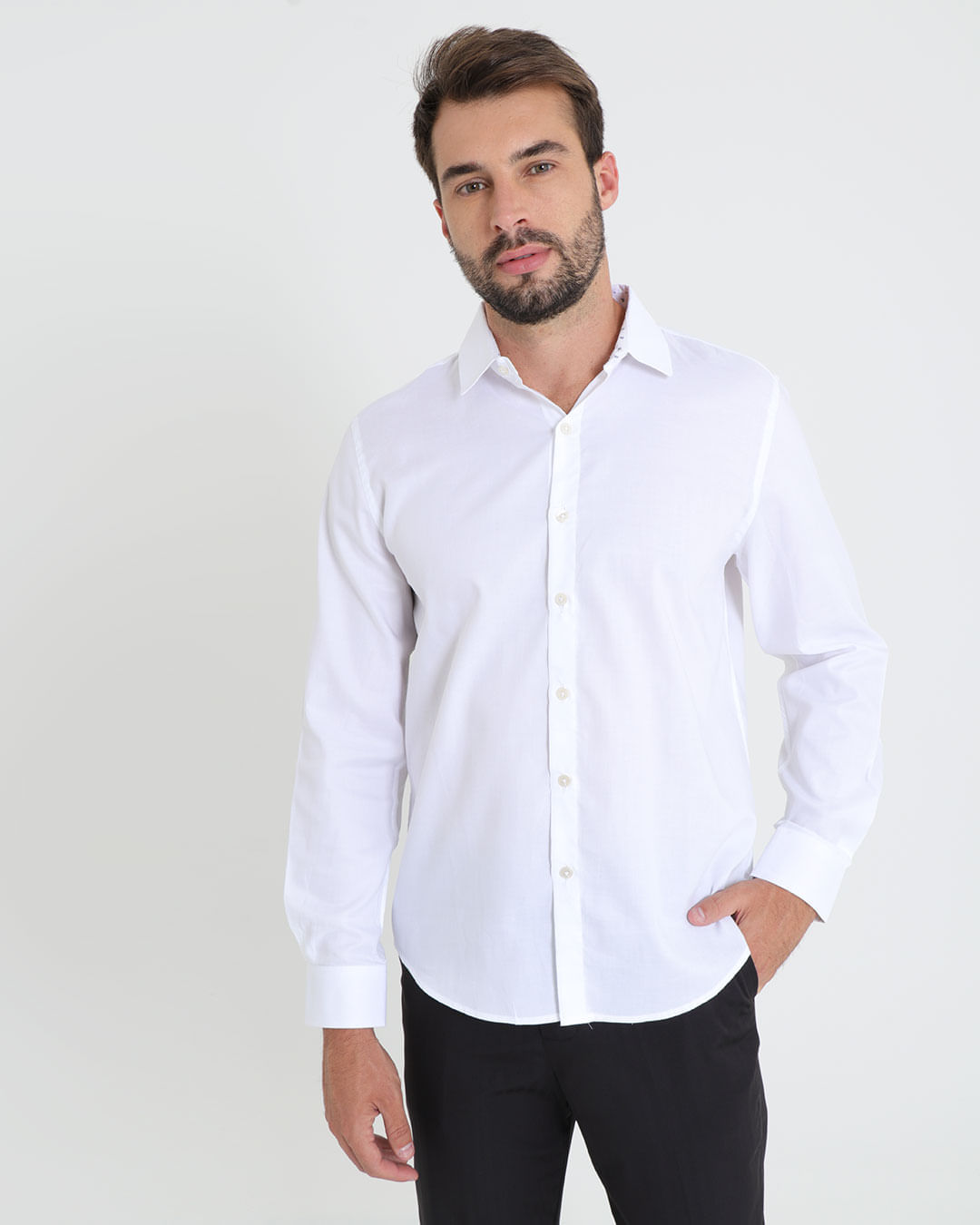 Camisa-Social-Masculina-Manga-Curta-Branca