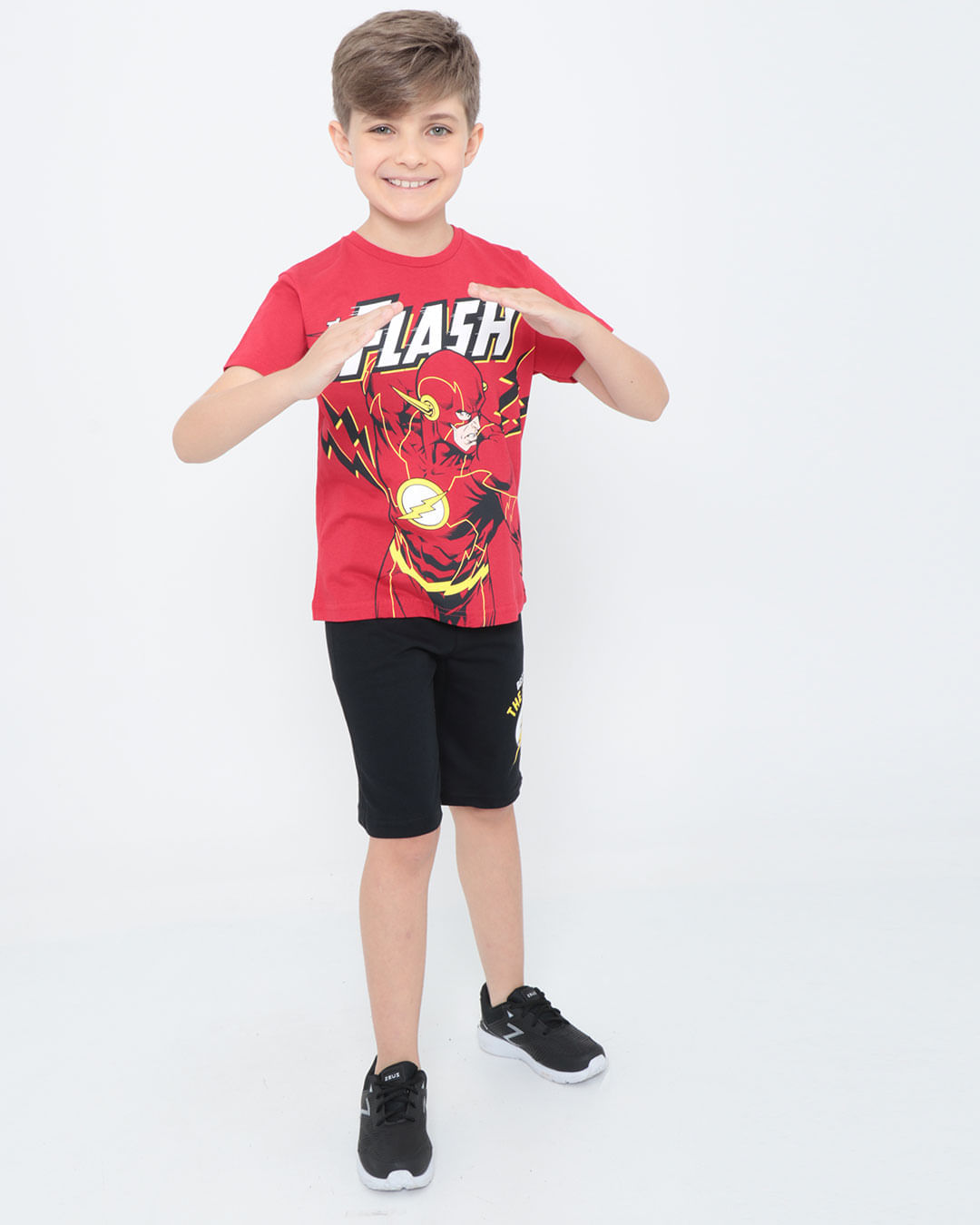 Camiseta-Infantil-Manga-Curta-Flash-Liga-Da-Justica-Vermelha