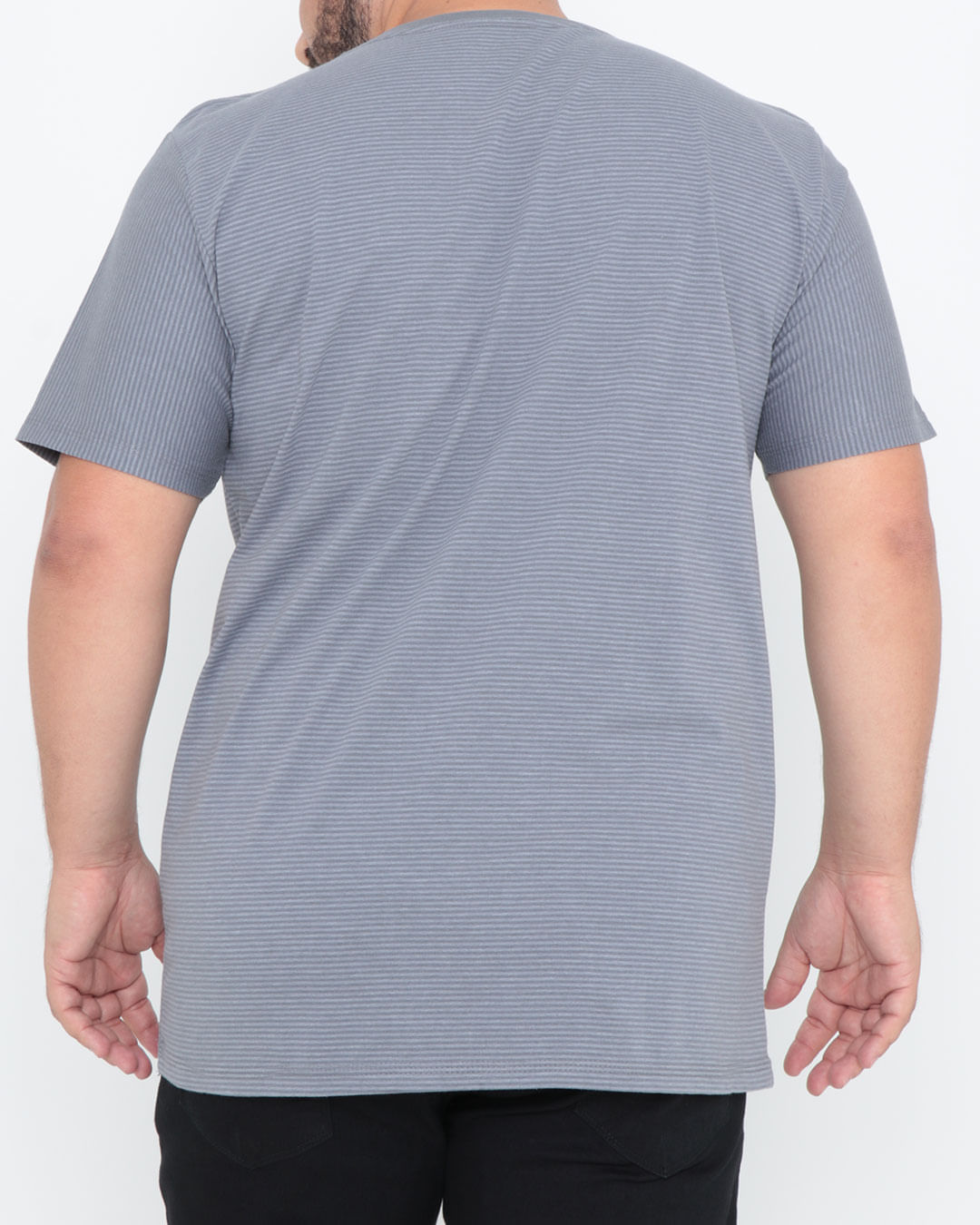 Camiseta-Plus-Size-Estampada-Listras-Mescla-Cinza