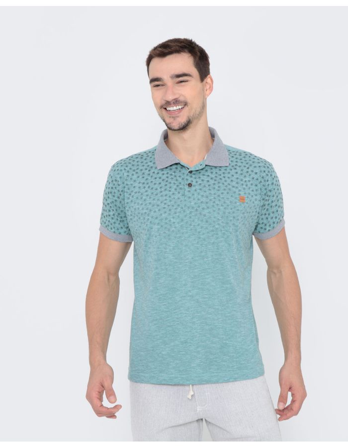 Polo-Masculina-Estampa-Coqueiros-Verde