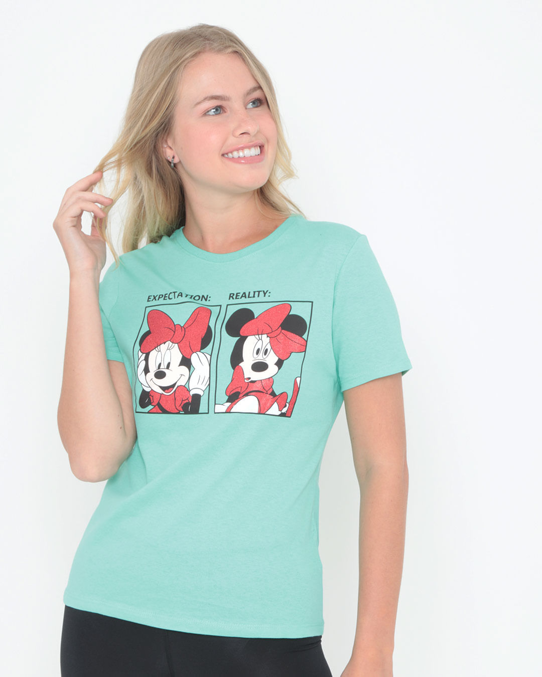 Camiseta-Feminina-Estampa-Minnie-Disney-Verde