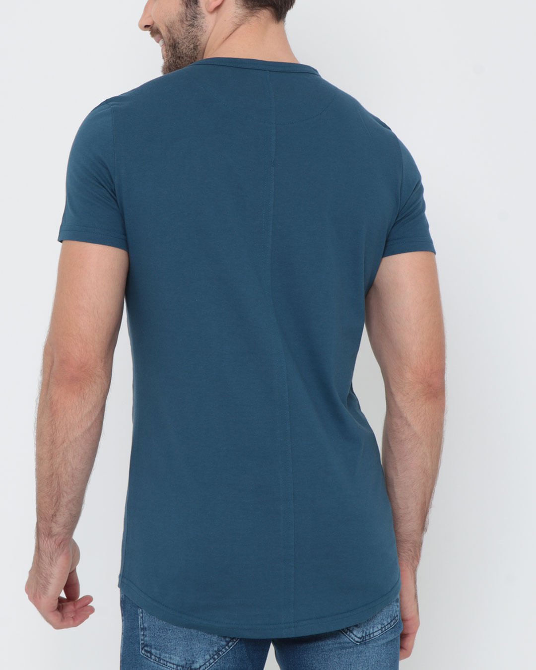 Camiseta-Estampada-Longline-Azul-Escuro