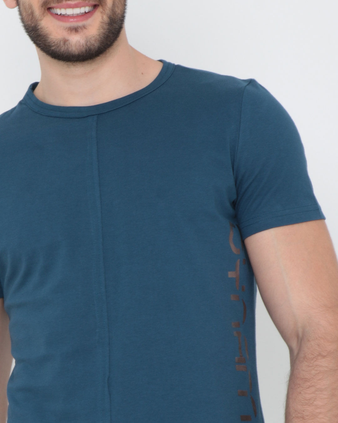 Camiseta-Estampada-Longline-Azul-Escuro