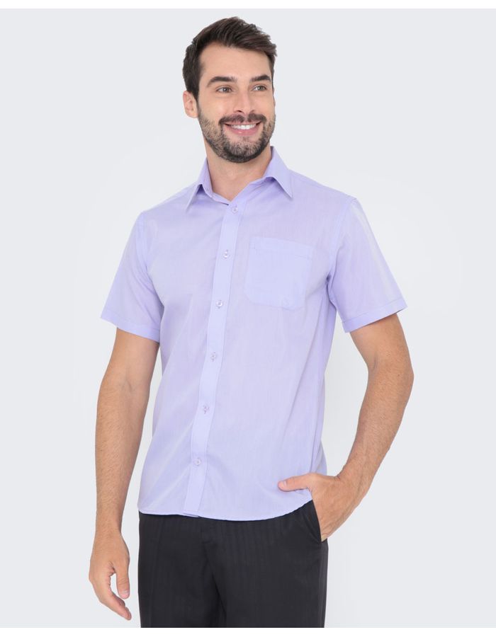 Camisa-Masculina-Manga-Curta-Lilas