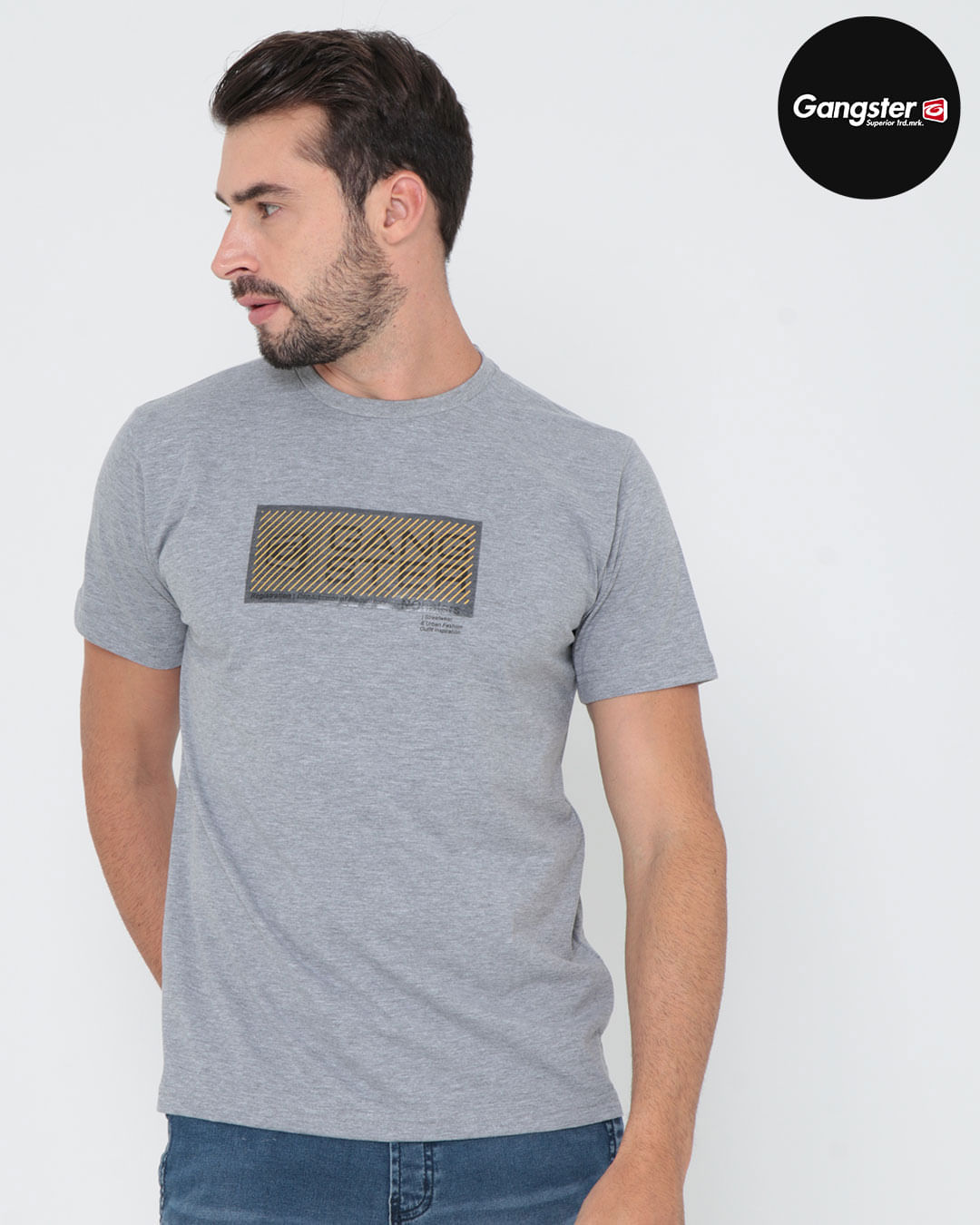 Camiseta-Estampada-Gangster-Cinza-Claro