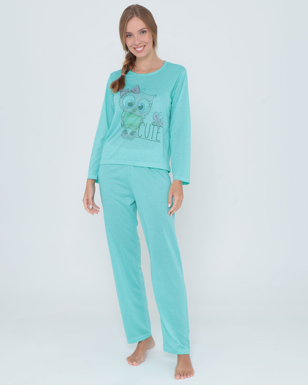Pijama-Longo-Liso-Com-Silk7002---Verde-Claro