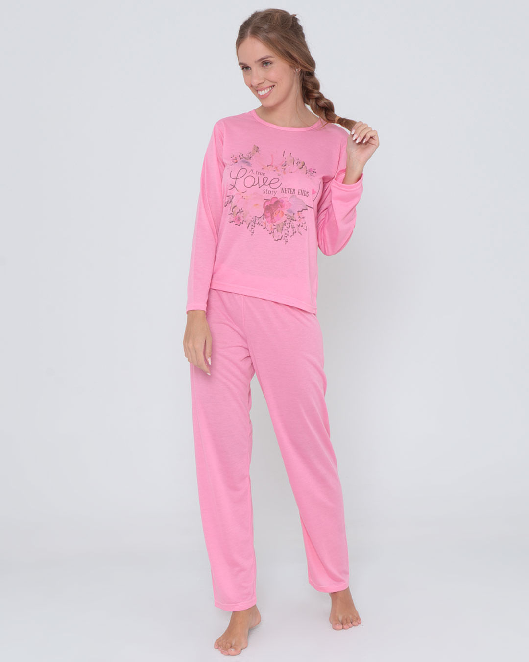 Pijama-Longo-Liso-Com-Silk7002---Rosa-Medio