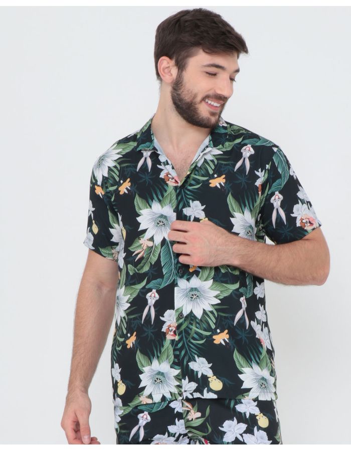 Camisa-Looney-Tunes-Tt11982-P-Ao-Gg---Preto-Floral