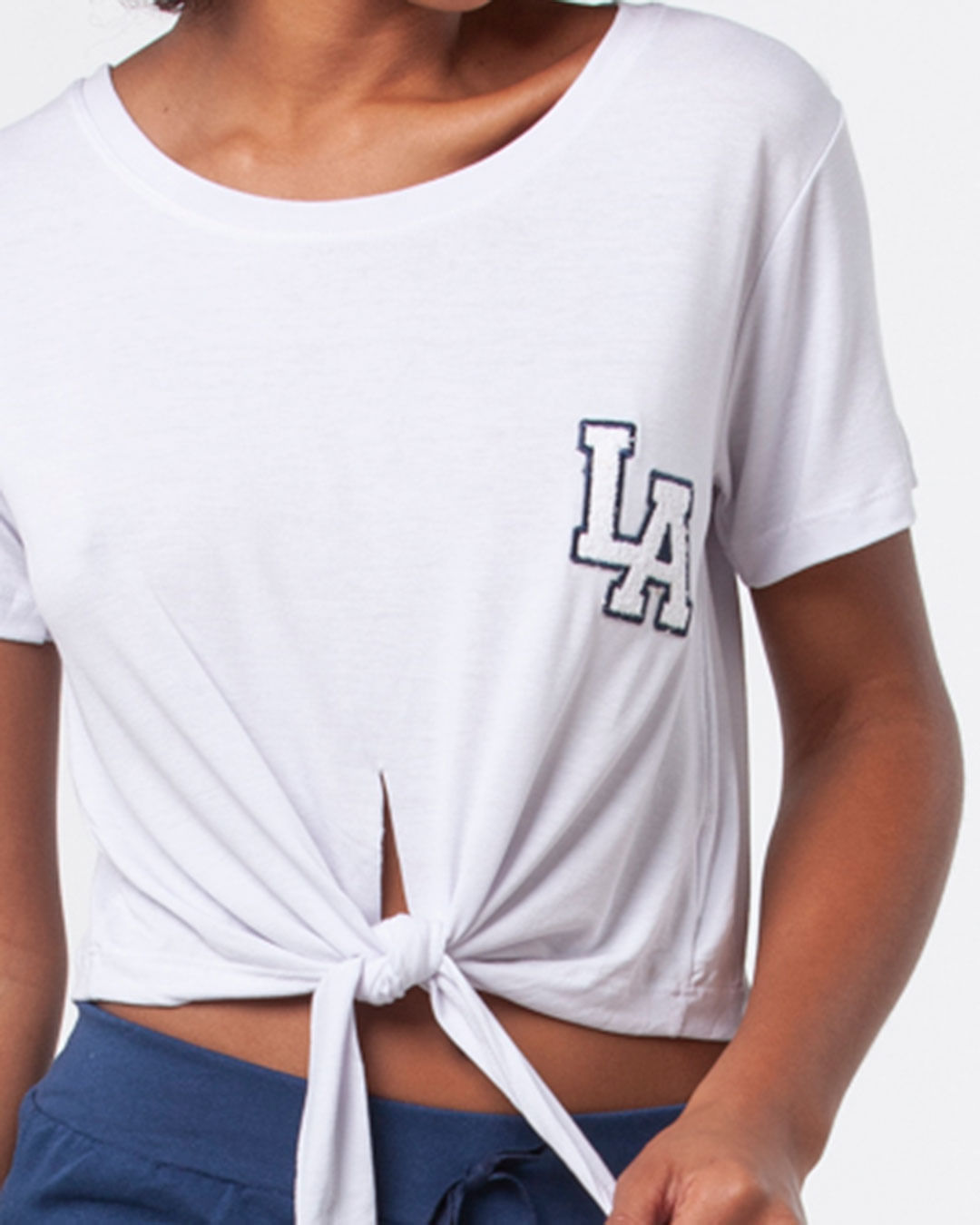 Camiseta-Feminina-Cropped-La-No-Branco