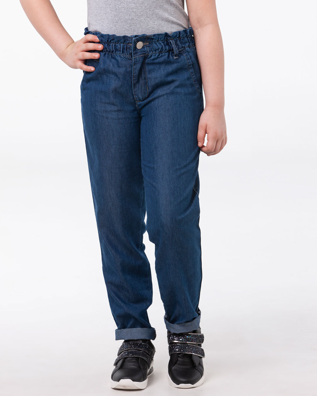 Calca-Jeans-Infantil-Elastico-Franzido-Azul
