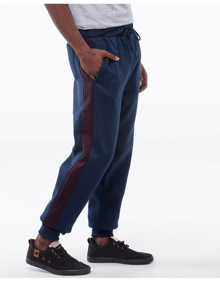 Calca-Moletom-Masculina-Jogger-Listra-Azul-Marinho