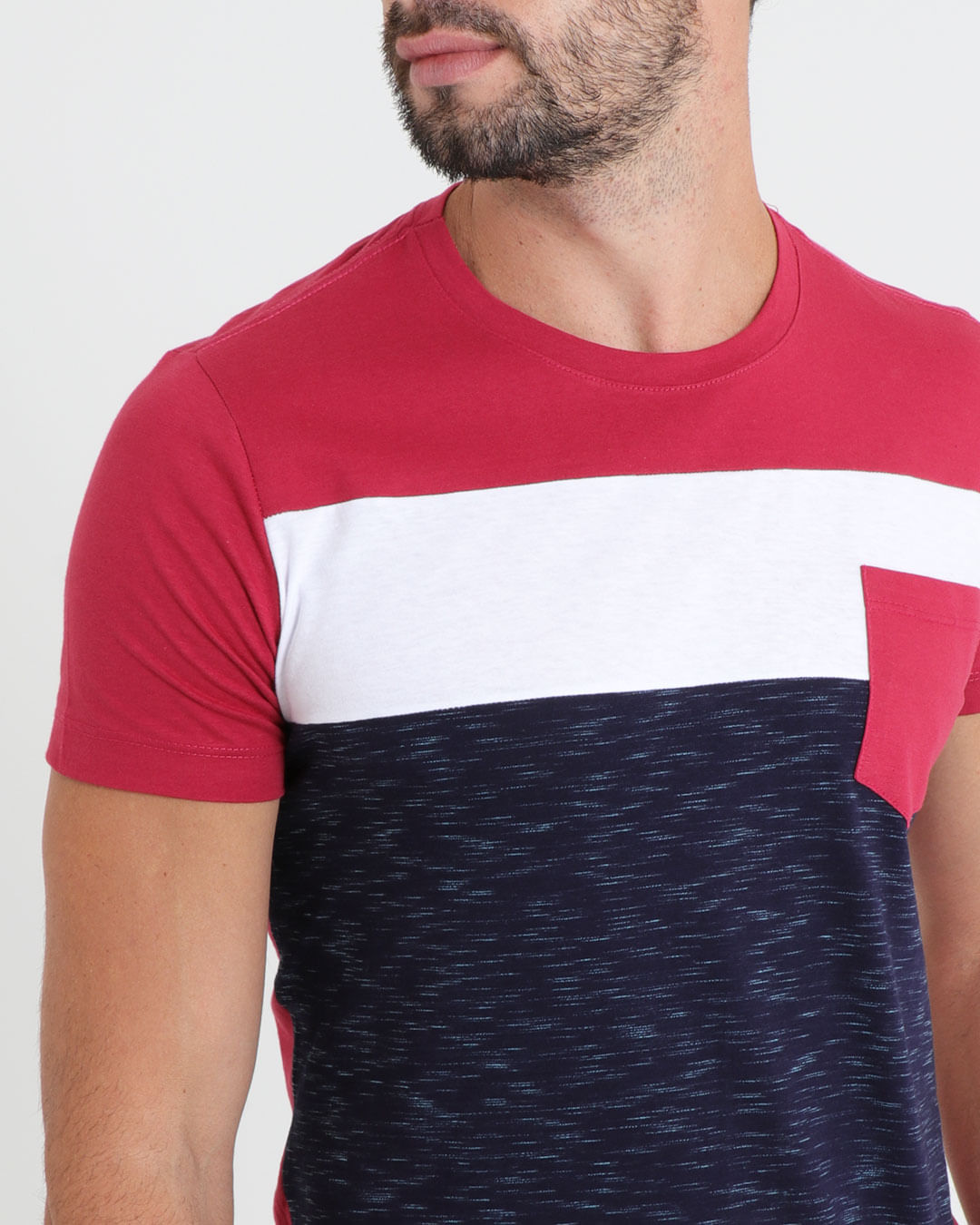 Camiseta-Masculina-Recorte-Multicor-Vermelha