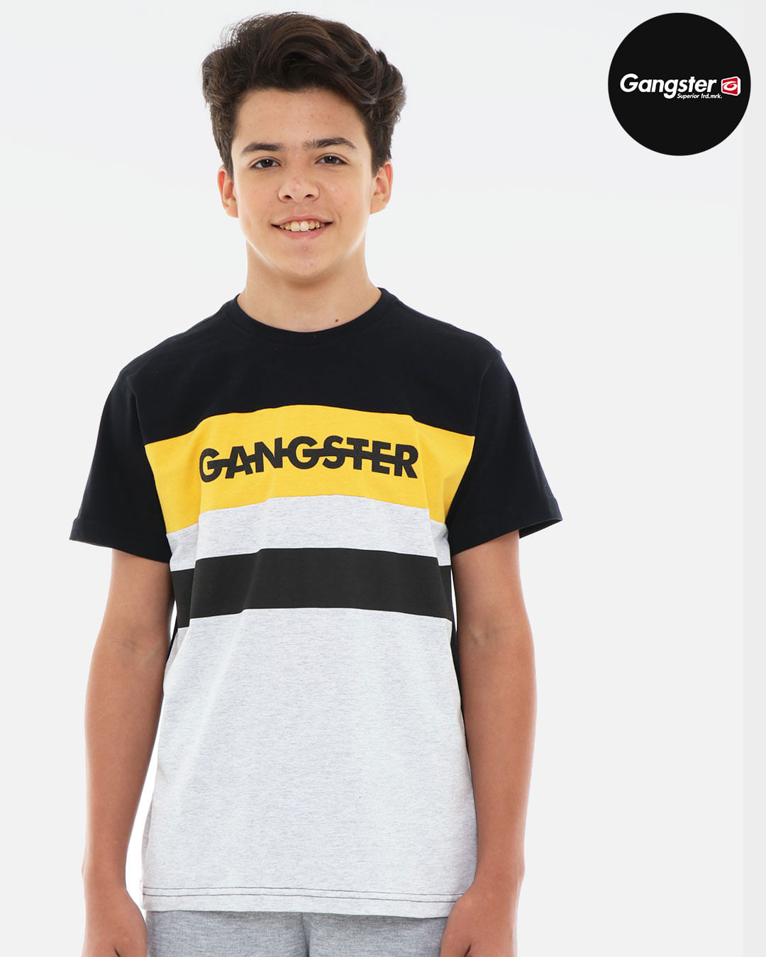 Camiseta-Juvenil-Recortes-Gangster-Preta
