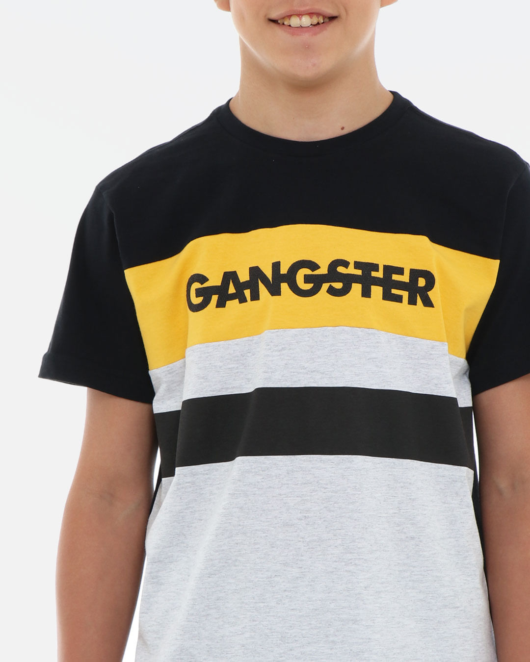 Camiseta-Juvenil-Recortes-Gangster-Preta