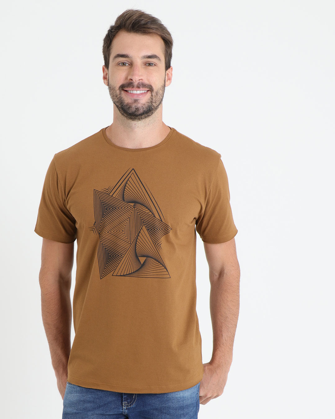 Camiseta-Masculina-Estampa-Geometrica-Marrom