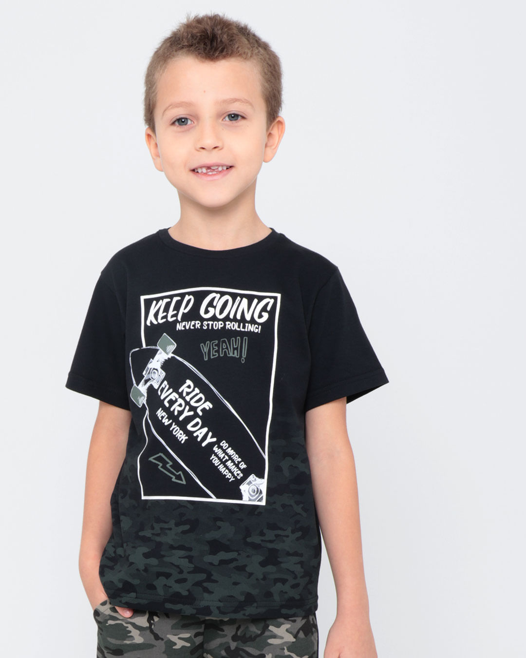 Camiseta-Infantil-Skate-Manga-Curta-Preta