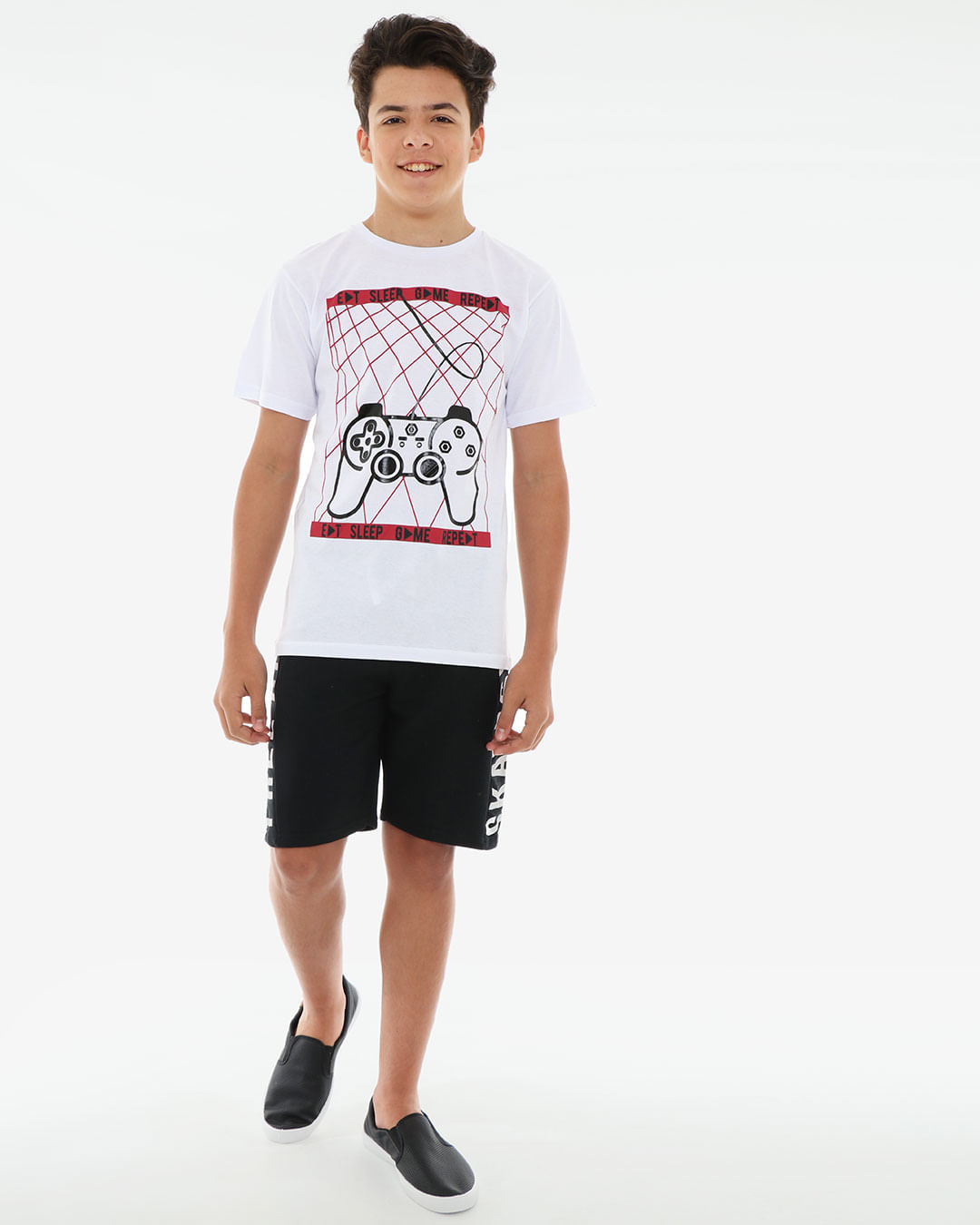 Camiseta-Juvenil-Manga-Curta-Estampa-Controle-Branca