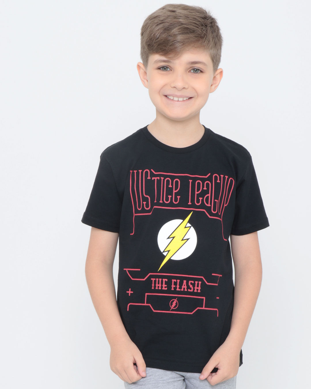 Camiseta-Infantil-The-Flash-Liga-da-Justica-Preta