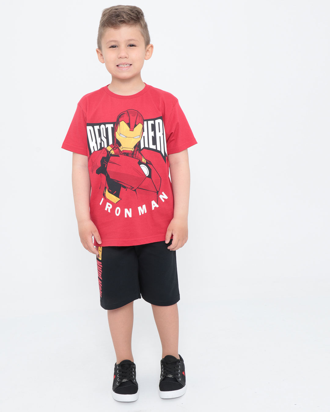 Camiseta-Infantil-Estampa-Homem-De-Ferro-Marvel-Vermelha