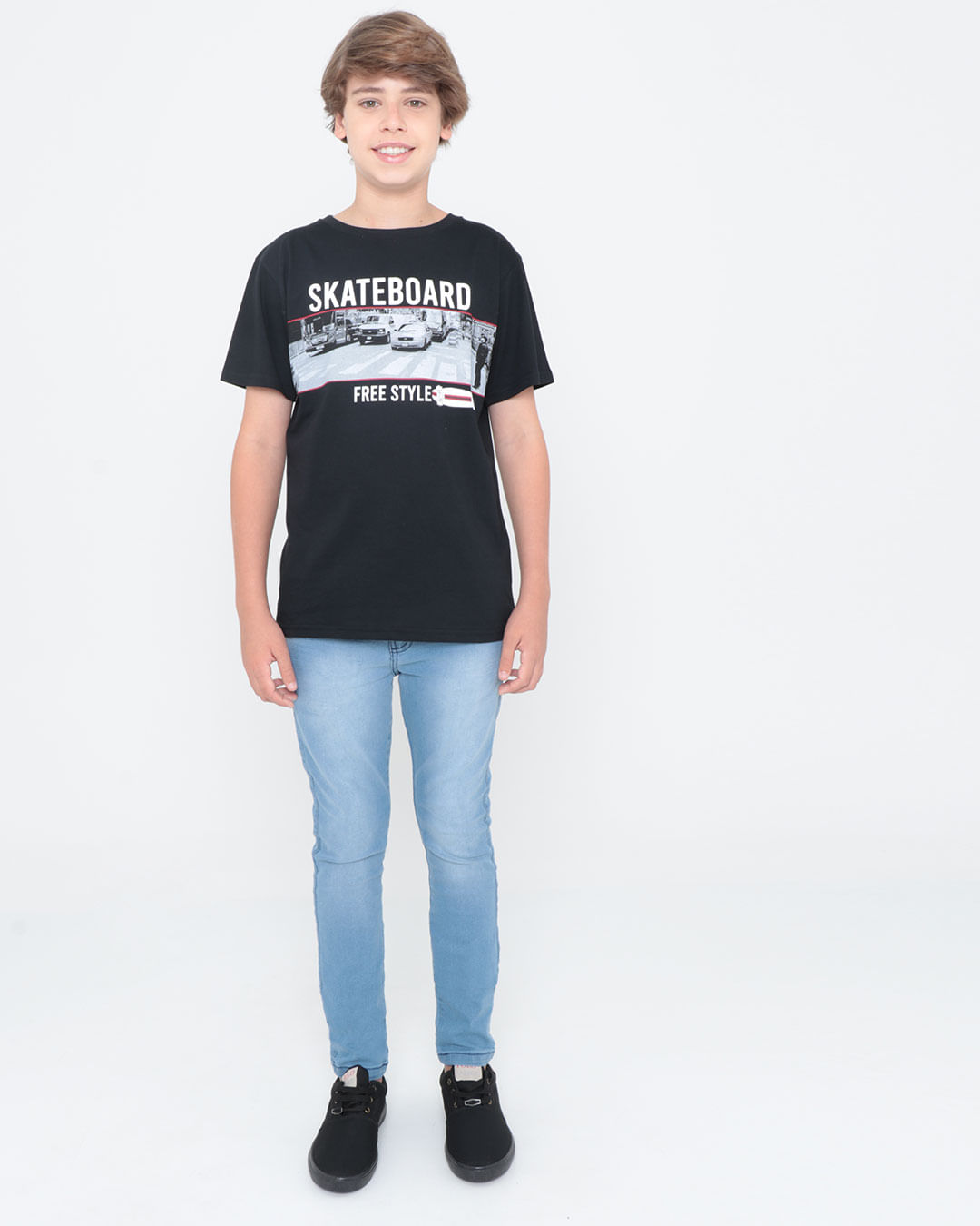 Camiseta-Juvenil-Skateboard-Preta