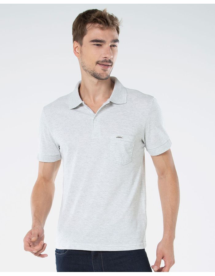 Polo-Masculina-Manga-Curta-Basica-Cinza-Claro