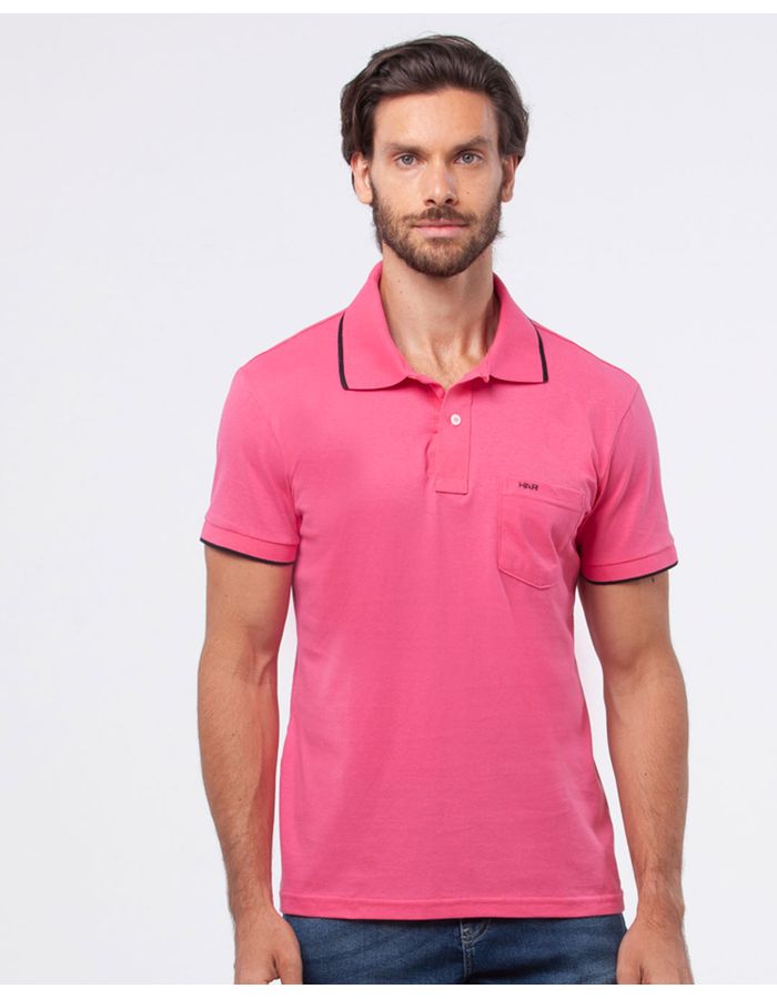 Polo-Masculina-Manga-Curta-Com-Vies-Rosa