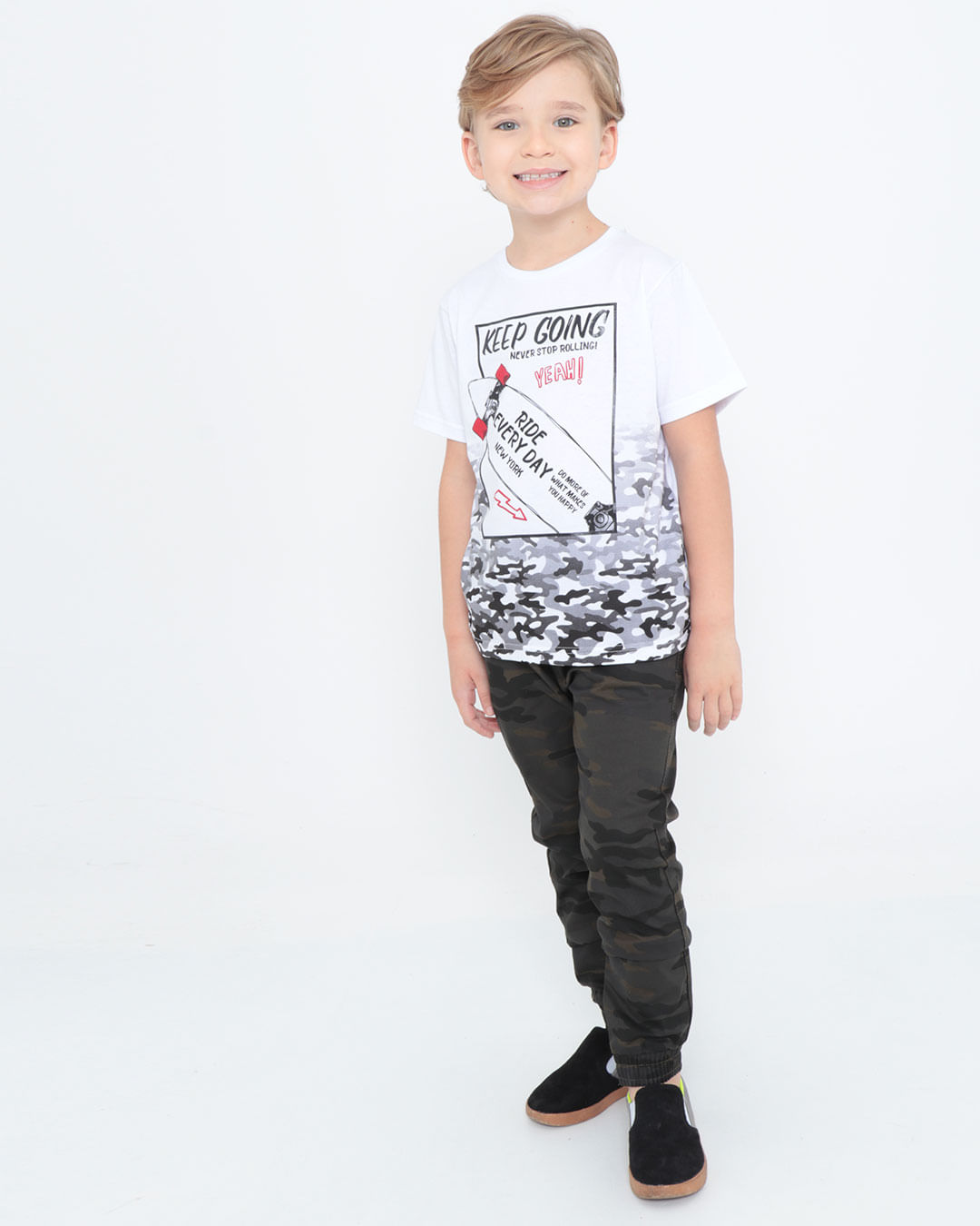 Camiseta-Infantil-estampa-Skate-Branca