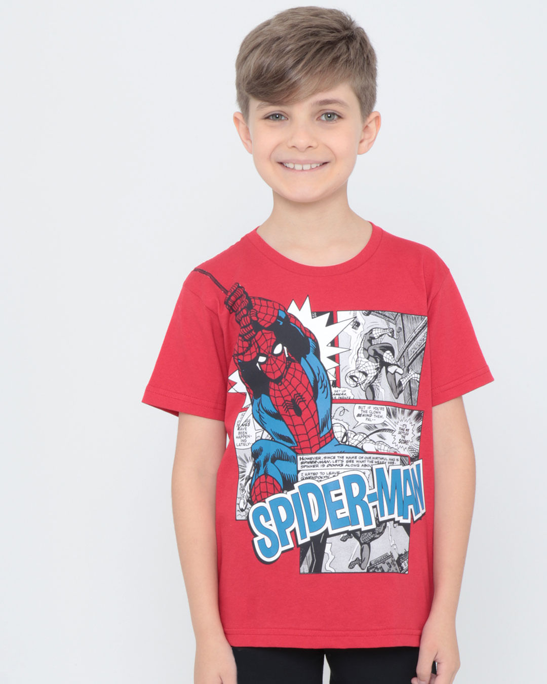 Camiseta-Infantil-Manga-Curta-Homem-Aranha-Marvel-Vermelha