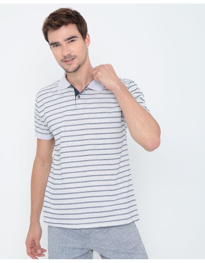 Polo-Masculina-Listrada-Cinza