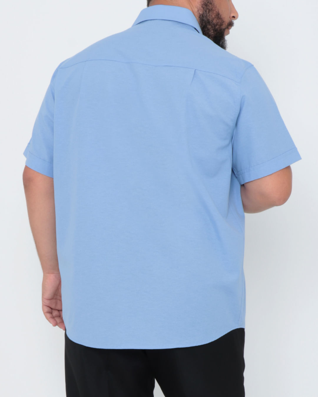 Camisa-Masculina-Plus-Size-Bolso-Lisa-Azul-Claro