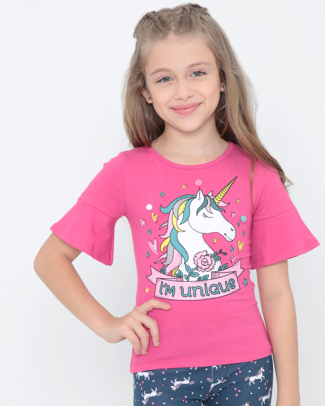 Blusa-Infantil-Unicornio-Pompom-Rosa-Pink