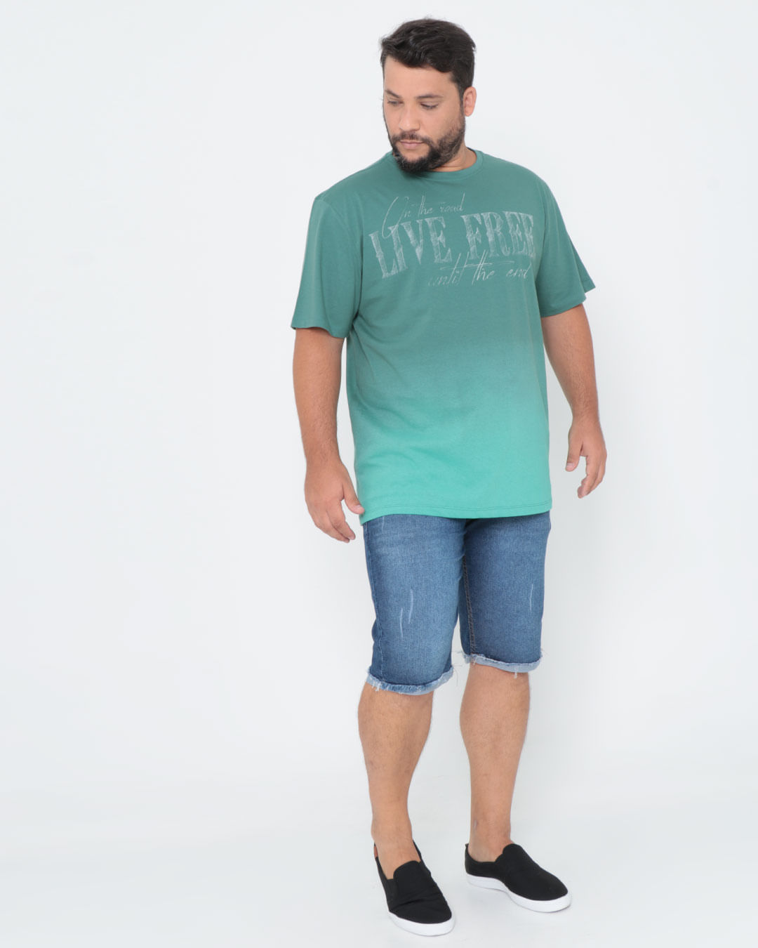 Camiseta-Plus-Size-Degrade-Estampada-Verde