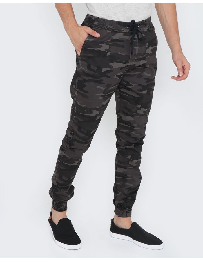 Calca-Masculina-Sarja-Jogger-Militar-Preta