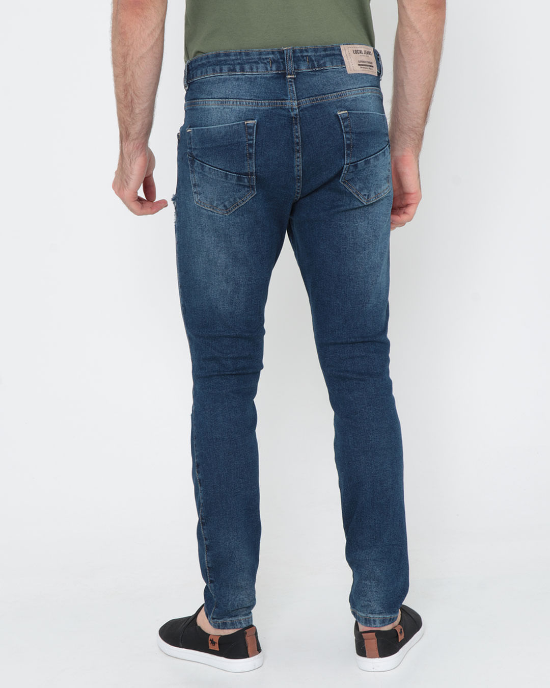 Calca-Jeans-Masculina-Cropped-Destroyed-Azul-