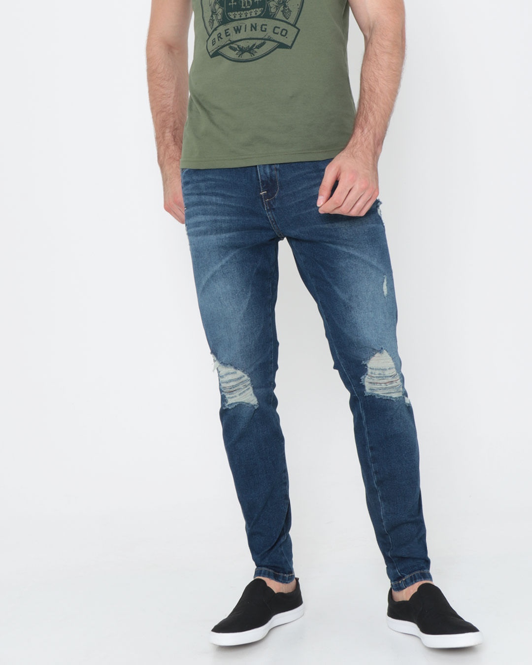 Calca-Jeans-Masculina-Cropped-Destroyed-Azul-